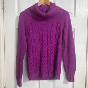Banana Republic Purple Cable Knit Turtleneck Sweater